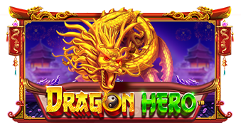Arte oficial de la tragamonedas Dragon Hero de Pragmatic Play, con dragones orientales y tesoro