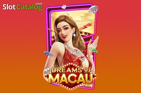 Arte oficial de la tragamonedas Dreams of Macau de PG Soft, con el brillo nocturno de los casinos de Macao
