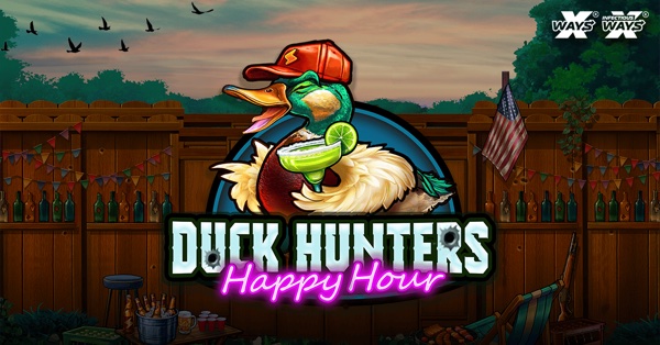 Pantalla de la tragamonedas Duck Hunters: Happy Hour de Nolimit City, con patos en un escenario de patio trasero y fiesta