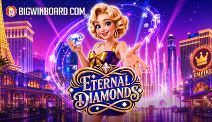 Pantalla de la tragamonedas Eternal Diamonds de Pragmatic Play, con diamantes, fichas de casino y un ambiente de Las Vegas clásico
