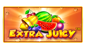 Arte oficial de la tragamonedas Extra Juicy de Pragmatic Play, con frutas coloridas clásicas