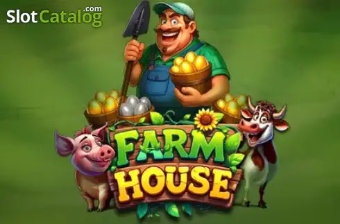 Pantalla de la tragamonedas Farmhouse de NowNow Gaming, con cuadrícula 6x6 de animales de granja y símbolos de huevo
