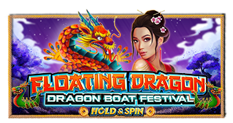 Arte oficial de la tragamonedas Floating Dragon Dragon Boat Festival de Pragmatic Play, con barcos-dragón