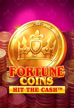 Imagen promocional de Fortune Coins de TaDa Gaming, con monedas de la suerte y símbolos clásicos de frutas sobre fondo a cuadros rojo.