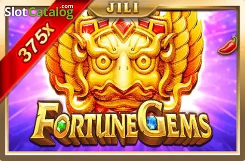 Arte oficial de Fortune Gems, de TaDa Gaming, con gemas de colores, iconografía de piedra y el rodillo especial de multiplicadores