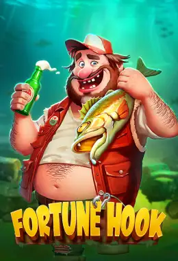 Pantalla de la tragamonedas Fortune Hook de TaDa, con símbolos acuáticos estilo caricatura como ranas, cajas de pesca y cubetas de chela