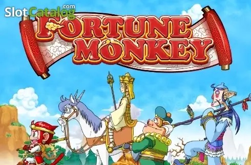 Arte oficial de la tragamonedas Fortune Monkey de TaDa Gaming, con un mono columpiándose entre árboles de una selva amazónica
