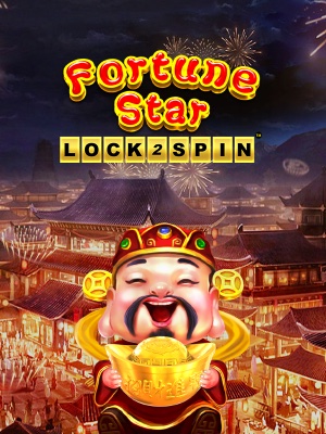 Pantalla de la tragamonedas Fortune Star Lock 2 Spin de KA Gaming, con símbolos dorados de la suerte en estilo chino y monedas trabadas en la cuadrícula