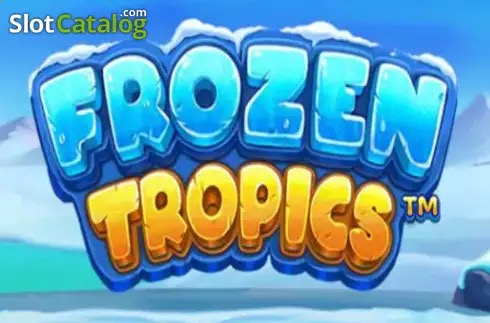 Pantalla de la tragamonedas Frozen Tropics de Pragmatic Play, con un loro anfitrión en un paraíso tropical cubierto de hielo