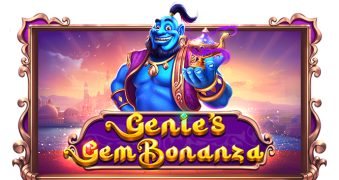 Arte oficial de la tragamonedas Genie's Gem Bonanza de Pragmatic Play, con genio y gemas de colores