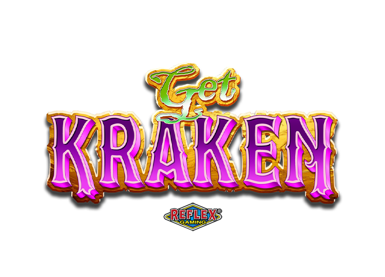 Pantalla de la tragamonedas Get Kraken, con un Kraken gigante ocupando el rolo central de un escenario de caza de tesoros submarino