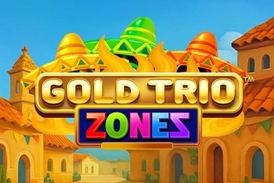 Pantalla de la tragamonedas Gold Trio: Zones de Ash Gaming (Playtech), con chiles, fuego y monedas de oro de ambientación mexicana
