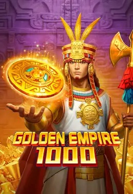 Templo piramidal incaico rodeado de montañas en la pantalla principal de Golden Empire 1000