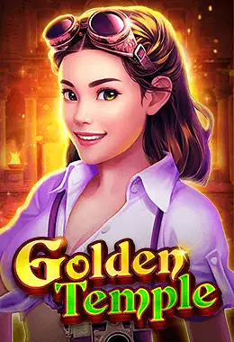 Pantalla de la tragamonedas Golden Temple de TaDa, con bloques de piedra estilo Petra, la exploradora Hannah y símbolos dorados en cuadrícula expansible