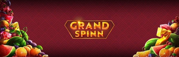 Pantalla de la tragamonedas Grand Spinn de NetEnt, con rodillos clásicos en estilo Art Déco dorado y negro