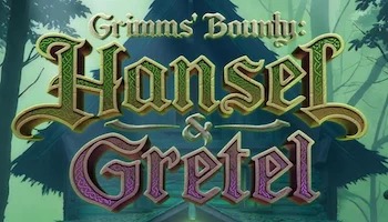 Pantalla de la tragamonedas Grimms Bounty Hansel Gretel de PG Soft, con Hansel y Gretel como cazadores de brujas en un bosque tenebroso