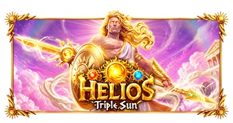 Pantalla de la tragamonedas Helios - Triple Sun de Pragmatic Play, con columnas griegas doradas y el dios del sol Helios
