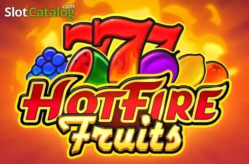 Pantalla de la tragamonedas Hot Fire Fruits de 3 Oaks Gaming, con cerezas, uvas y un símbolo 777 envuelto en llamas