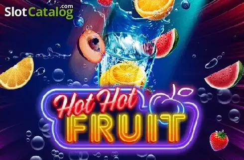 Arte oficial de la tragamonedas Hot Hot Fruit de Habanero, con frutas clásicas y luces de neón