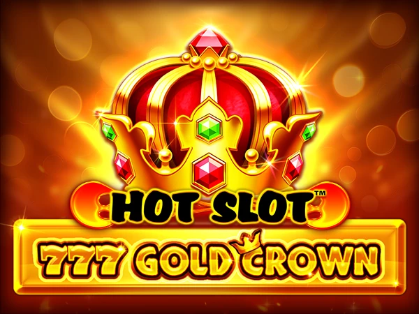 Pantalla de la tragamonedas Hot Slot 777 Gold Crown con símbolos de corona dorada y sietes clásicos (imagen oficial de la versión base Gold Crown)