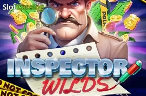 Arte oficial de la tragamonedas Inspector Wilds de Iron Dog Studio, con un detective investigando una escena del crimen llena de monedas