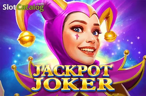 Arte oficial de la tragamonedas Jackpot Joker de TaDa Gaming, con el comodín, campana, cereza, ciruela, limón y uvas sobre cuadrícula 3x3