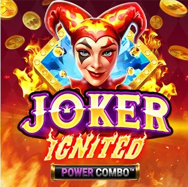 Comodín de fuego y símbolos de diamante brillando en la tragamonedas Joker Ignited Power Combo V94
