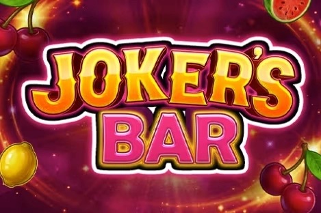 Monedas, barras y el bufón sobre fondo de cantina retro en los rodillos de Joker's Bar