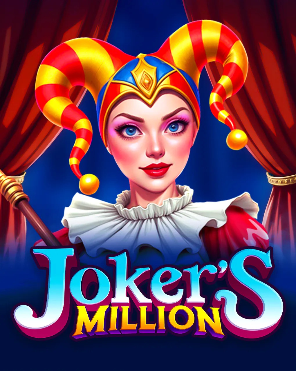 Payaso de circo rodeado de símbolos de frutas clásicos en la tragamonedas Joker's Million