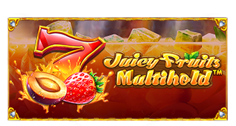 Arte oficial de la tragamonedas Juicy Fruits Multihold de Pragmatic Play, con frutas clásicas en múltiples pantallas de juego