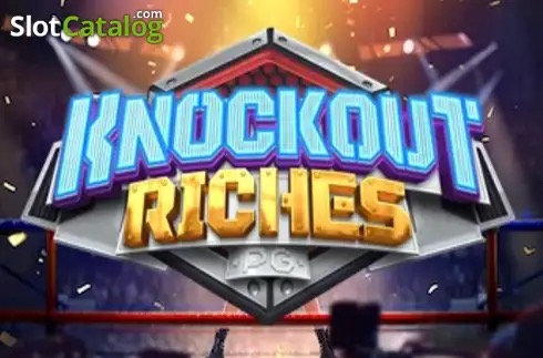 Arte oficial de la tragamonedas Knockout Riches de PG Soft, con un boxeador listo para noquear símbolos de monedas de oro
