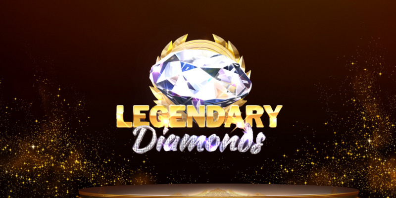 Pantalla de la tragamonedas Legendary Diamonds de BoomingGames, con diamantes, siete de la suerte y símbolos clásicos de tragamonedas