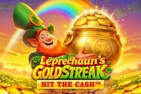 Captura de pantalla de Leprechaun’s Gold Streak, tragamonedas de TaDa Gaming con tréboles y monedas doradas