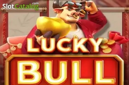 Pantalla principal de la tragamonedas Lucky Bull de Pragmatic Play, con un buey dorado y símbolos de dinero sobre fondo festivo