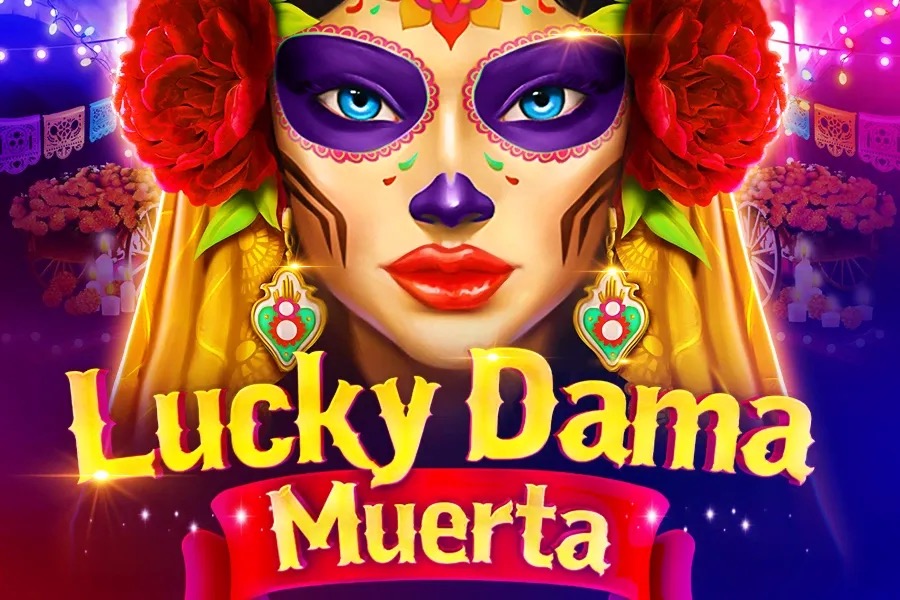La Catrina de la suerte rodeada de maracas, vihuelas y calaveras de colores en Lucky Dama Muerta