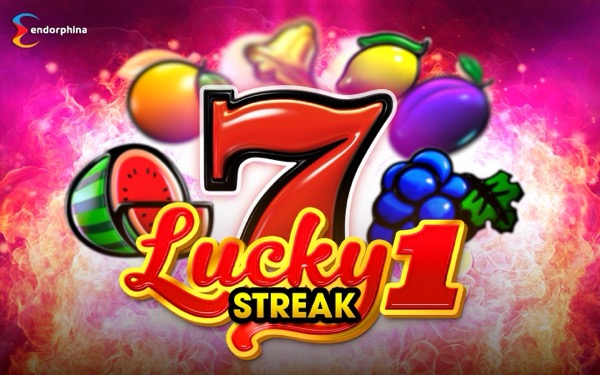 Arte oficial de la tragamonedas Lucky Streak 1 de Endorphina, con frutas y campanas clásicas en estilo retro sobre llamas