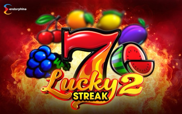 Pantalla del juego Lucky Streak 2 de Endorphina con símbolos clásicos de frutas y sevens envueltos en llamas