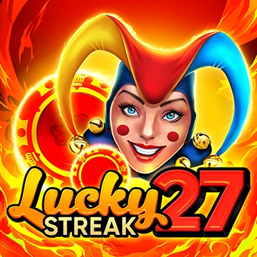 Arte oficial de la tragamonedas Lucky Streak 27 de Endorphina, con rodillos en llamas y símbolos clásicos de frutas