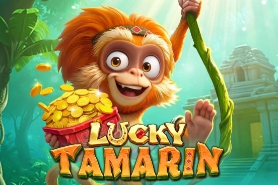 Pantalla de la tragamonedas Lucky Tamarin de TaDa Gaming, con monos tamarinos dorados y símbolos de monedas en una cuadrícula de 3x3