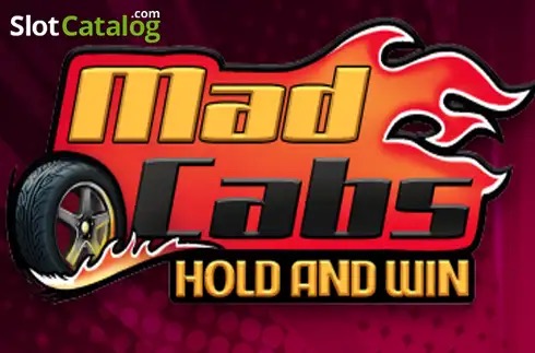 Pantalla de la tragamonedas Mad Cabs Hold and Win de Iron Dog Studio, con taxis de neón recolectando monedas sobre fondo violeta