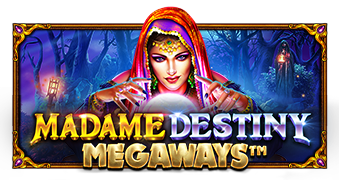 Arte oficial de la tragamonedas Madame Destiny Megaways de Pragmatic Play, con una adivina mística