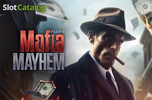 Pantalla de la tragamonedas Mafia Mayhem de PG Soft, ambientada en un club nocturno de mafiosos con símbolos Wild dorados
