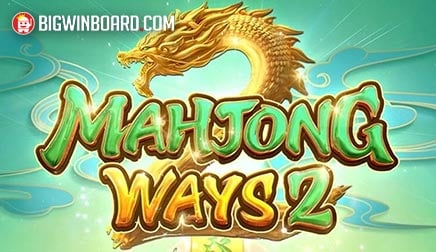 Arte oficial de la tragamonedas Mahjong Ways II de PG Soft, con fichas de mahjong doradas