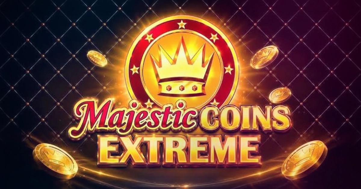 Cuadrícula 4x3 de Majestic Coins Extreme de Tom Horn Gaming con monedas doradas y multiplicadores de celda
