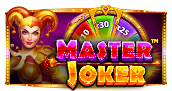 Arte oficial de la tragamonedas Master Joker de Pragmatic Play, con frutas clásicas y comodín en estilo retro