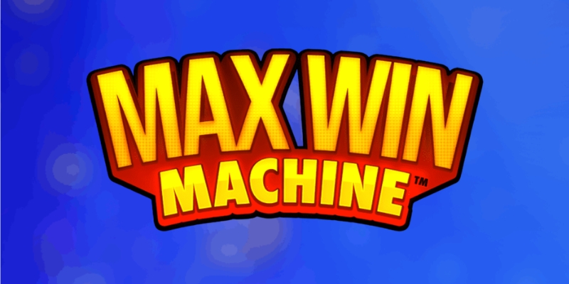 Pantalla del juego de Max Win Machine de Hacksaw Gaming, con tres rodillos sobre fondo de salón de casino clásico con focos y neón