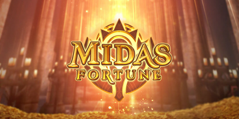 Pantalla de la tragamonedas Midas Fortune de PG Soft, con símbolos dorados y ambientación de mitología griega