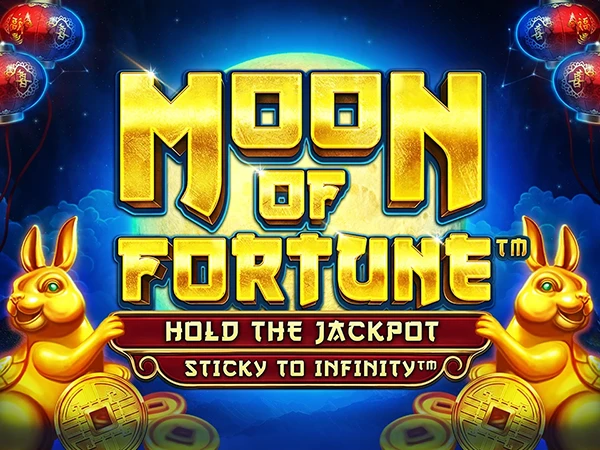 Cuadrícula de hold-and-win de la tragamonedas Moon of Fortune, con conejos y lunas en tema de suerte oriental, de Wazdan/VoltEnt