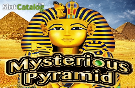 Arte de la tragamonedas Mysterious Pyramid de KA Gaming, con pirámides egipcias y símbolos de faraón en tonos dorados