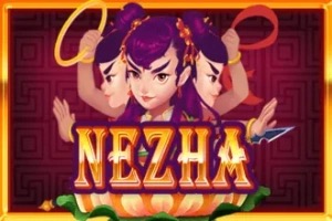Arte oficial de la tragamonedas Nezha de KA Gaming, con el joven deidad protector de la mitología china sobre fondo rojo y dorado